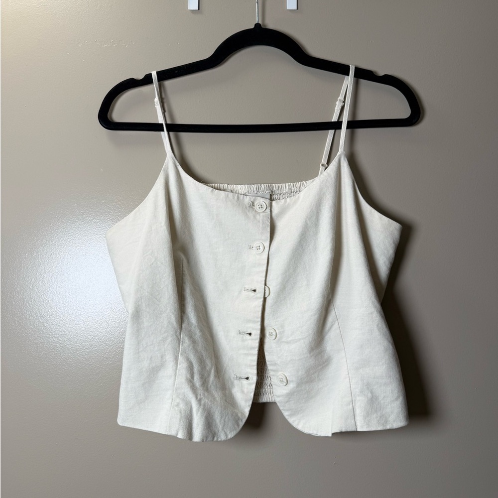a new day Cream Button-Front Spaghetti Strap Camisole